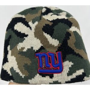 New York Giants Kids Camo Knit Beanie Hat NFL NY Logo Green Brown Black Beanie